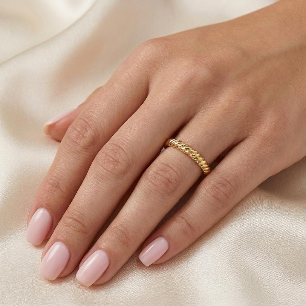 Thick Gold Croissant Ring | Twisted Statement Ring | Bold Textured Gold Band | Minimalist Jewelry | Trendy Chunky Ring Gift