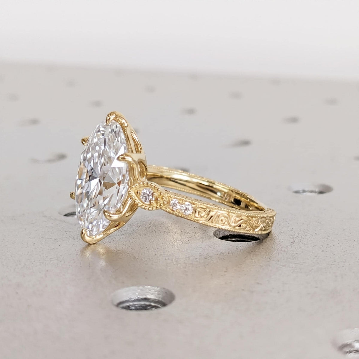 Oval cut Moissanite Wedding Anniversary Ring Gift for Her | Custom Engagement Ring | Solid Gold or Platinum Vintage Jewelry