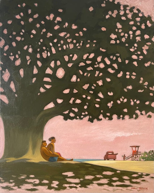 Original Painting: Red Lifeguard Tower by Tim Nguyen