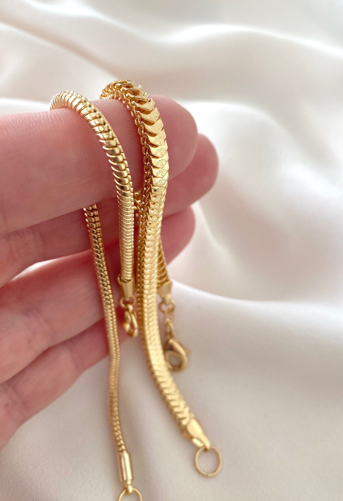 Gold Filled Thick Paperclip Chain Bracelet Rounded Rope Snake Chain Chevron Bracelet