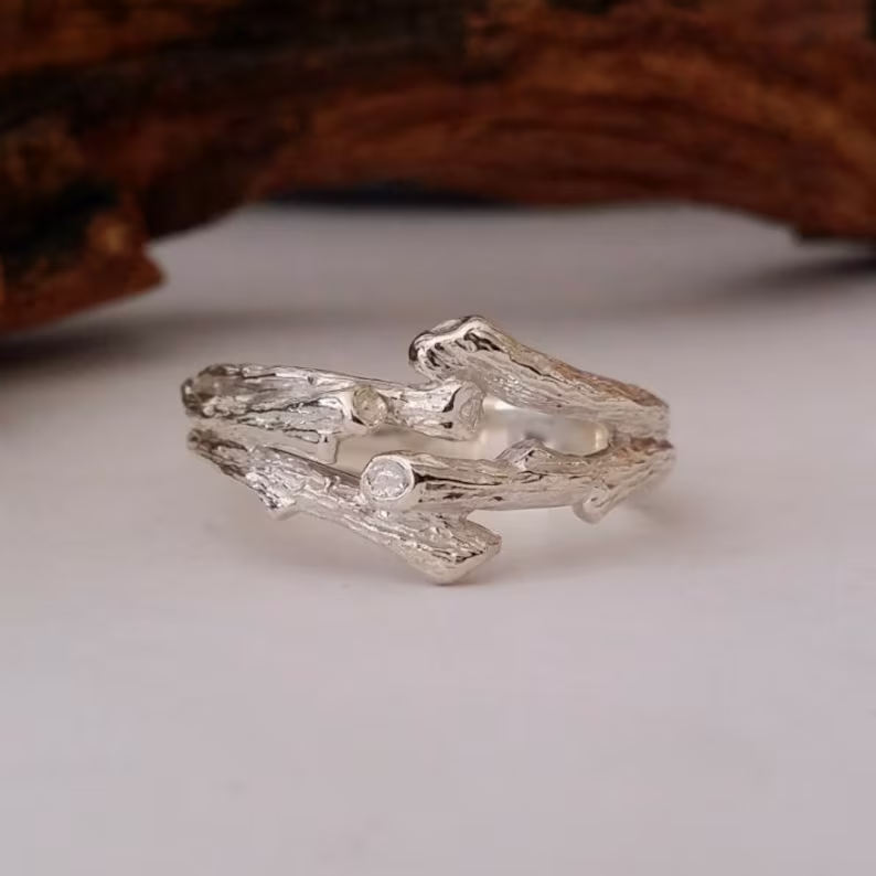 Handmade Twig Wedding Band - Unisex Branch Style Ring