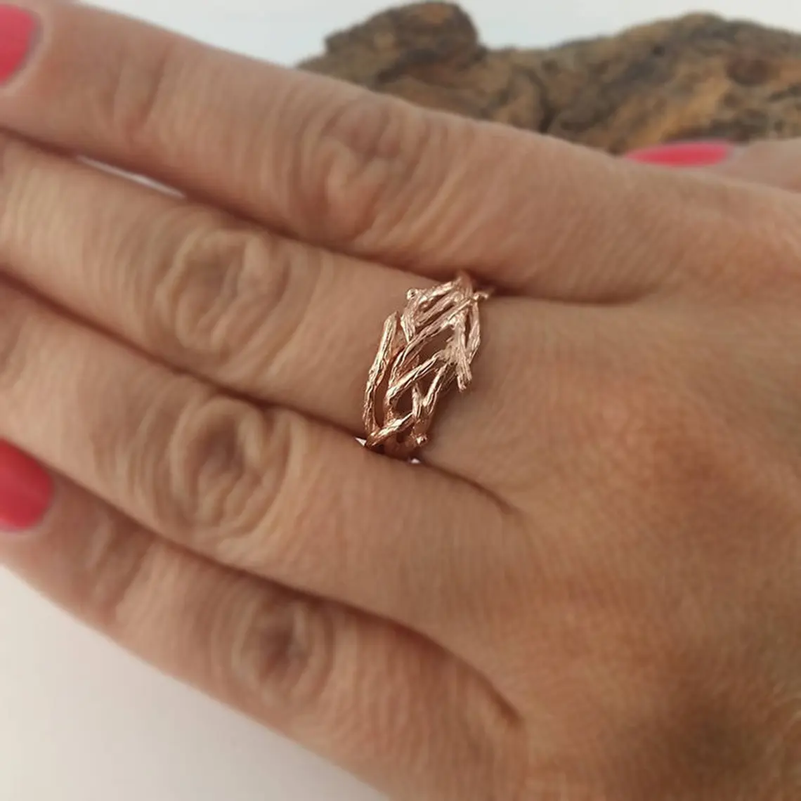 Handmade Branch Wedding Band: Nature-Inspired Ring