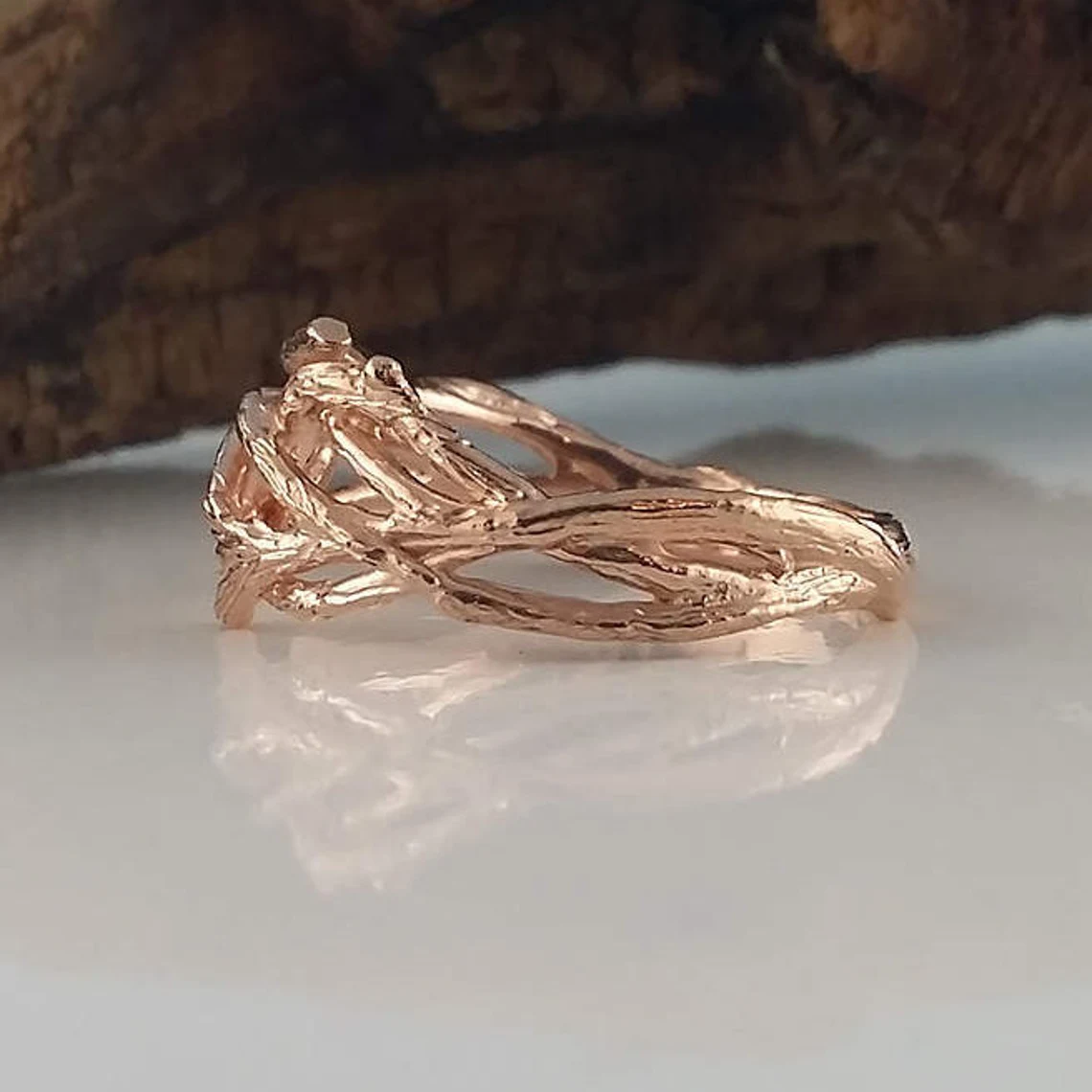 Handmade Branch Wedding Band: Nature-Inspired Ring