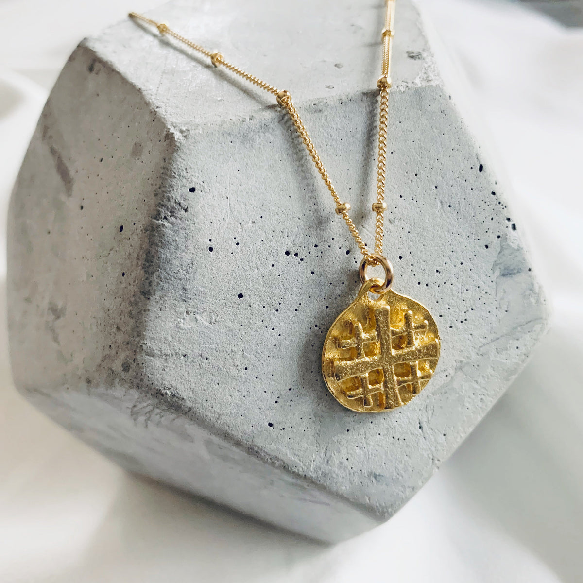 Gold Jerusalem Cross Medallion Necklace