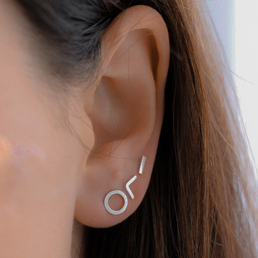 Chevron Silver Stud Earrings