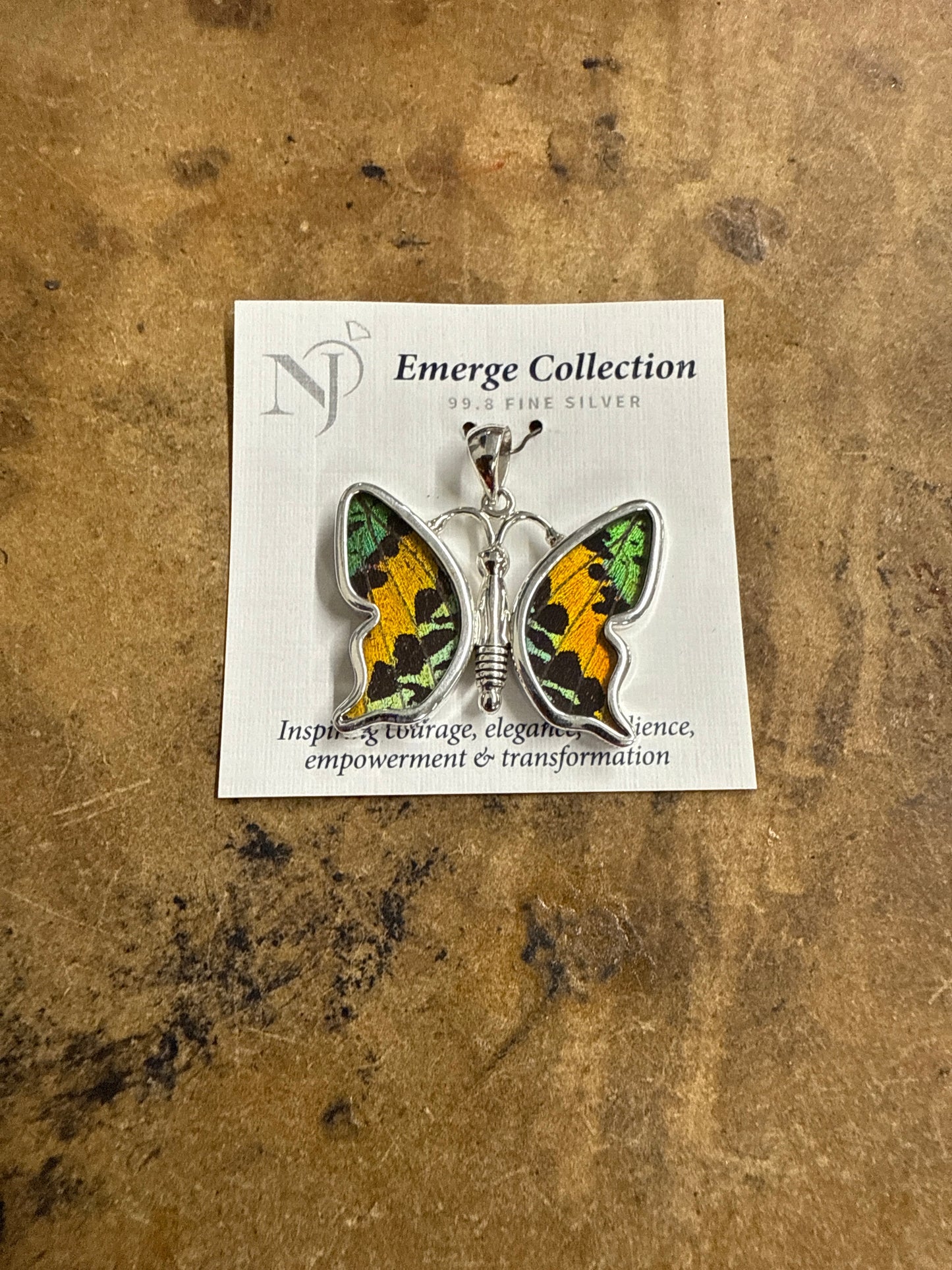 Emerge Butterfly Pendent (Sunset Moth from Peru)