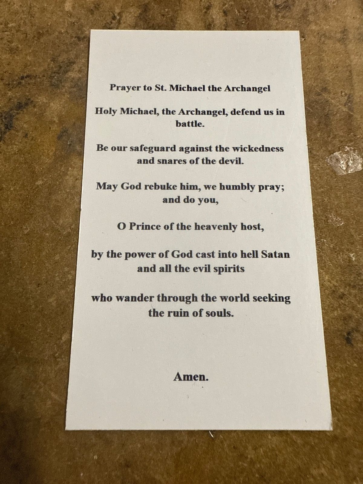 Saint Michael the Archangel Prayer Card