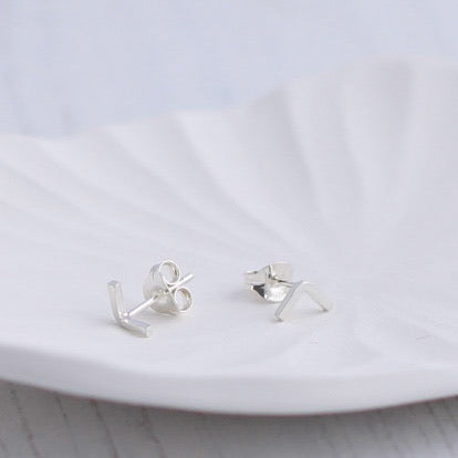 Chevron Silver Stud Earrings