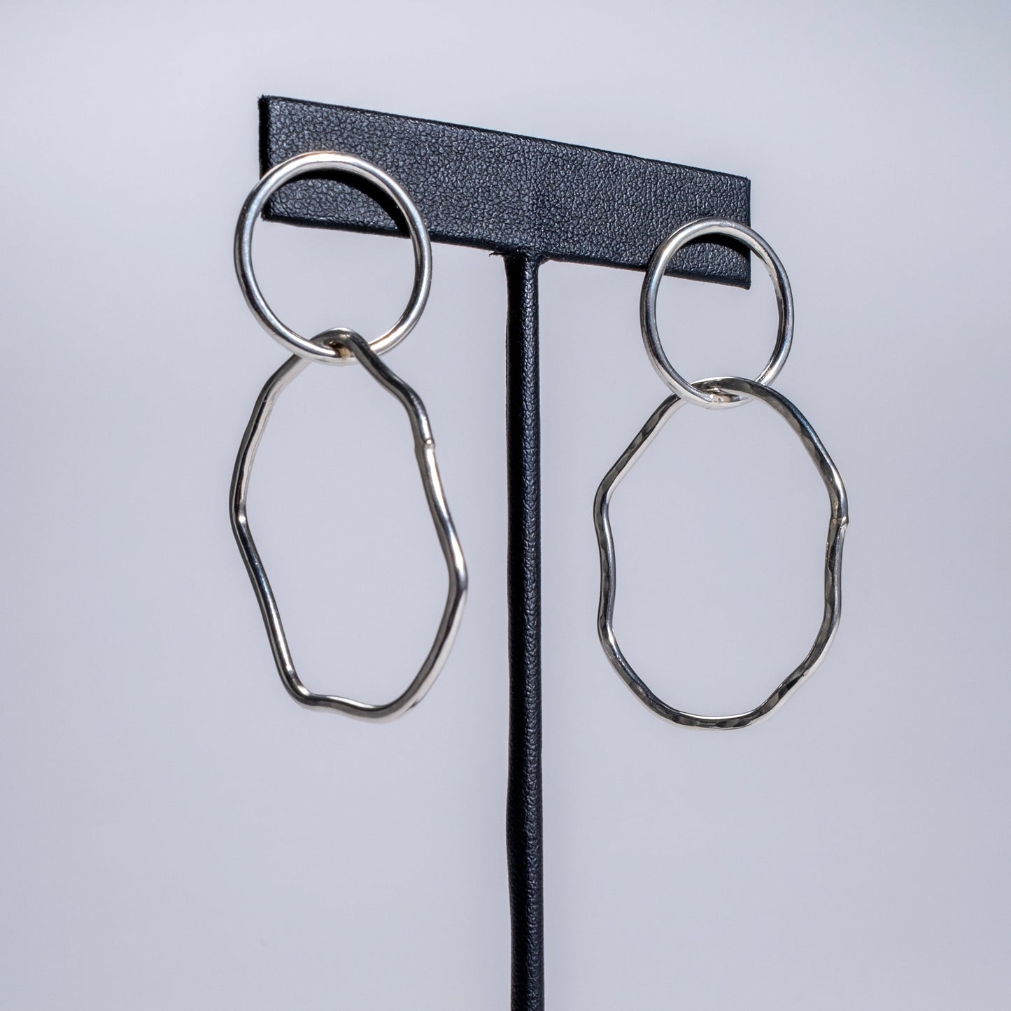 Circle and Hammered Organic Shape earrings - Choose Your Metal