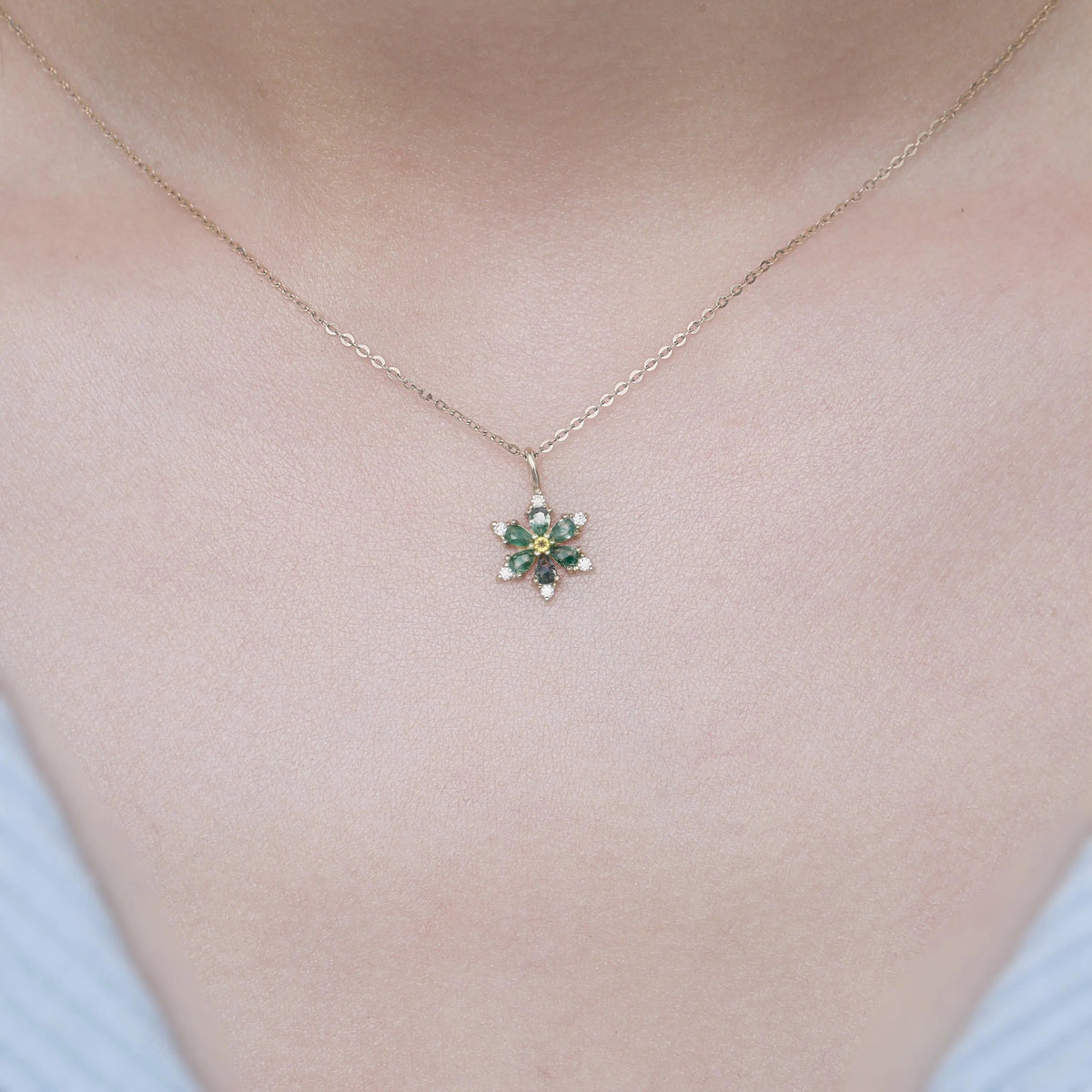 Marquise Cut Moss Agate Leaf  Necklace - ‘Clarissa’