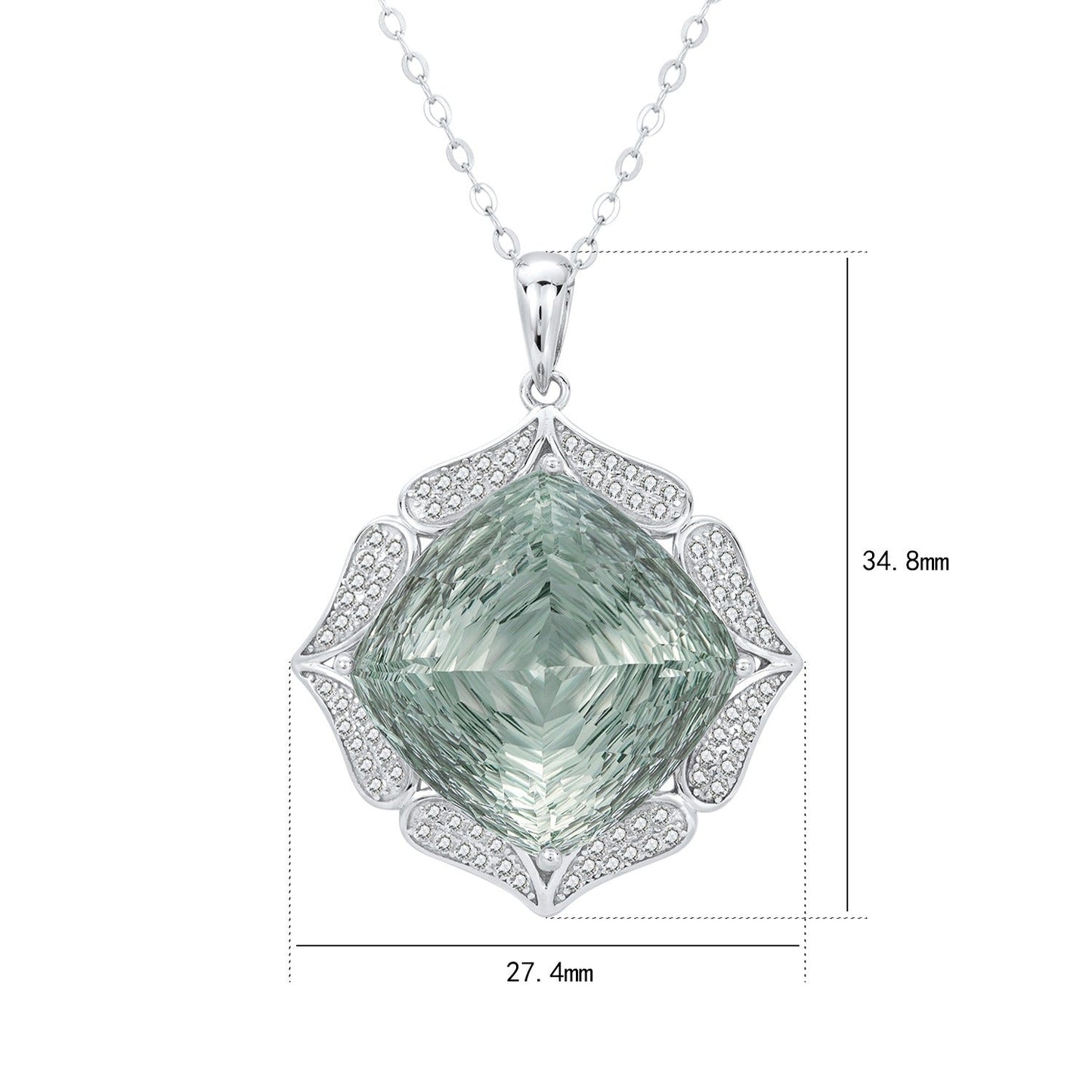 Rose Cut Natural Green Prasiolite Flower Quartz Necklace Elegance for Formal Evenings “Veloria”