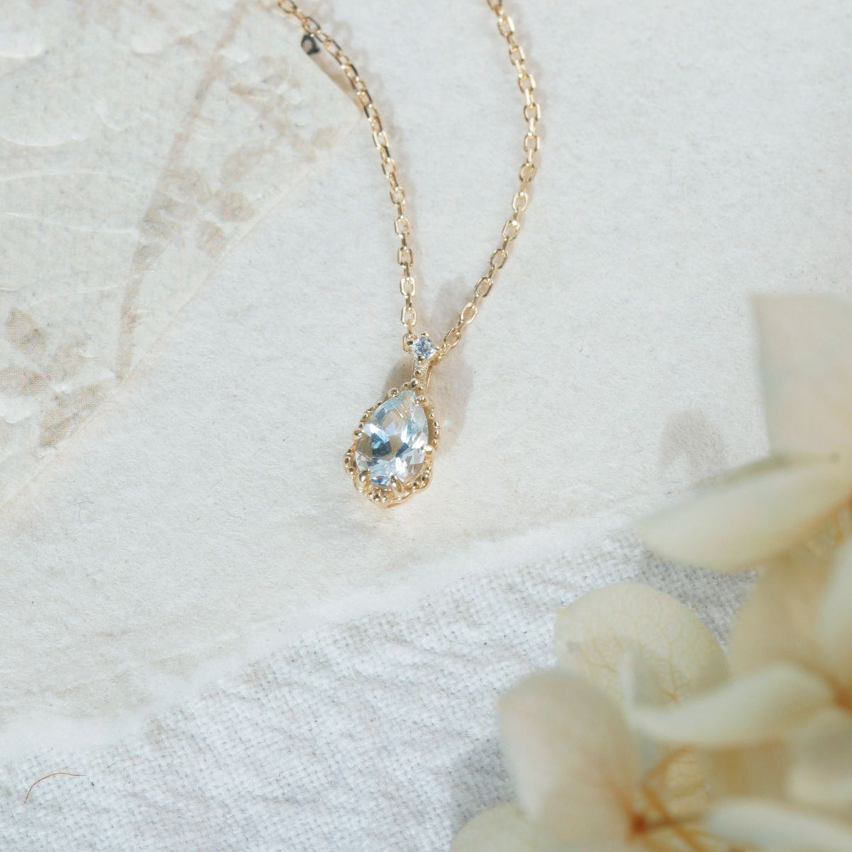 Pear Cut Aquamarine Elegant Vintage Necklace - ‘Antoinette’