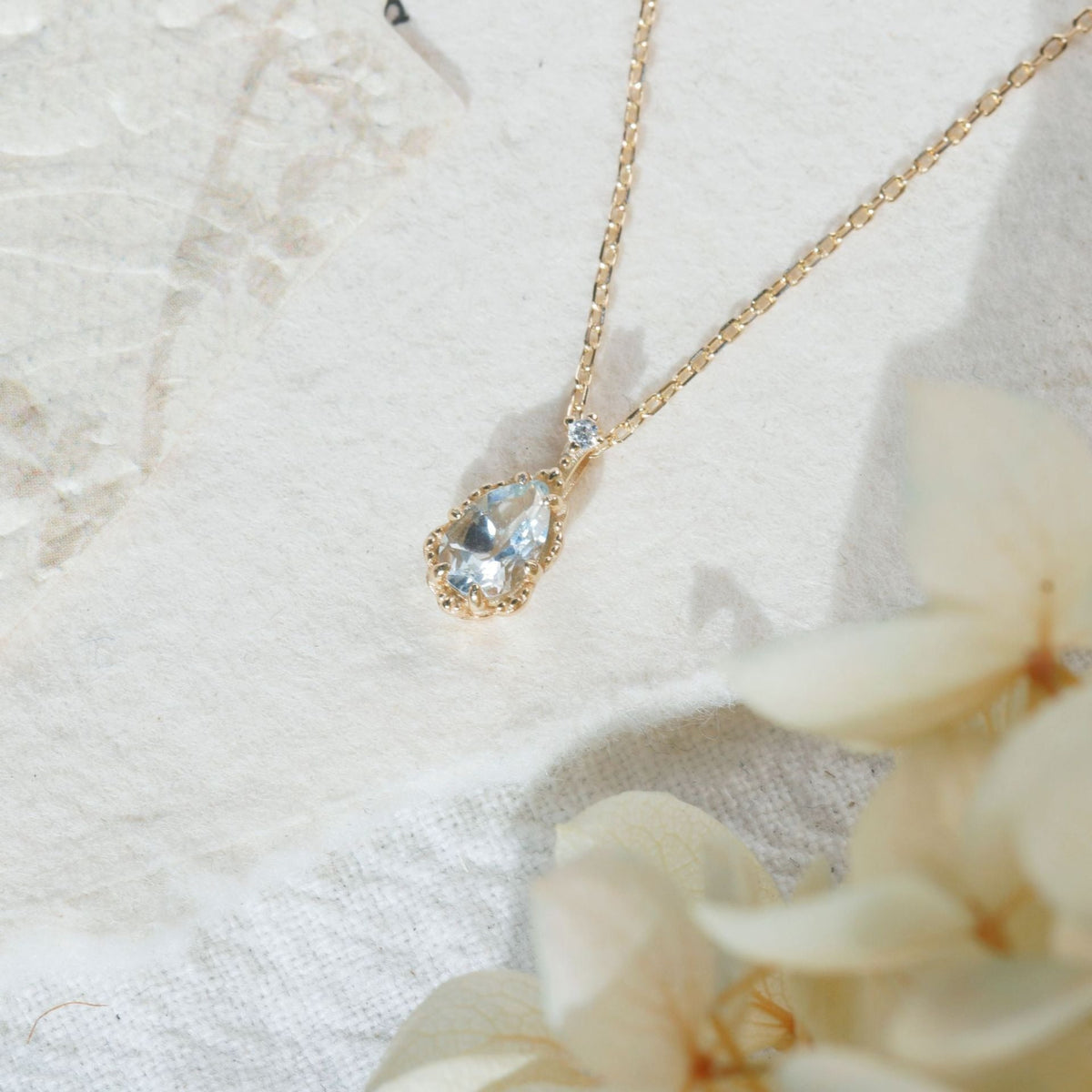 Pear Cut Aquamarine Elegant Vintage Necklace - ‘Antoinette’
