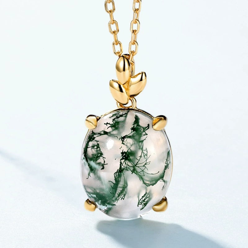 Nature Inspired Green Moss Agate Personalized To My Wife Necklace "Lioren"
