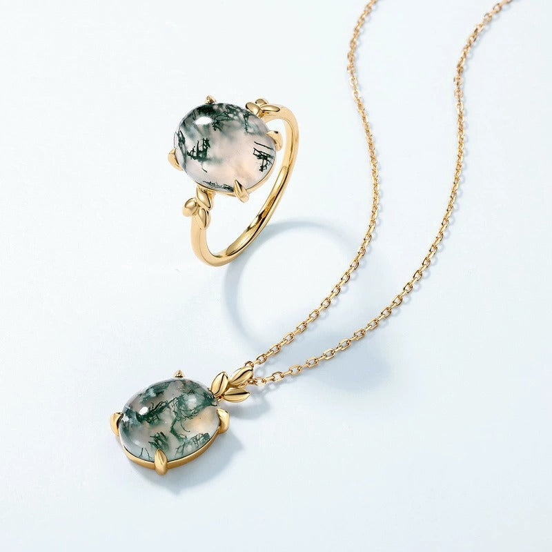 Nature Inspired Green Moss Agate Personalized To My Wife Necklace "Lioren"