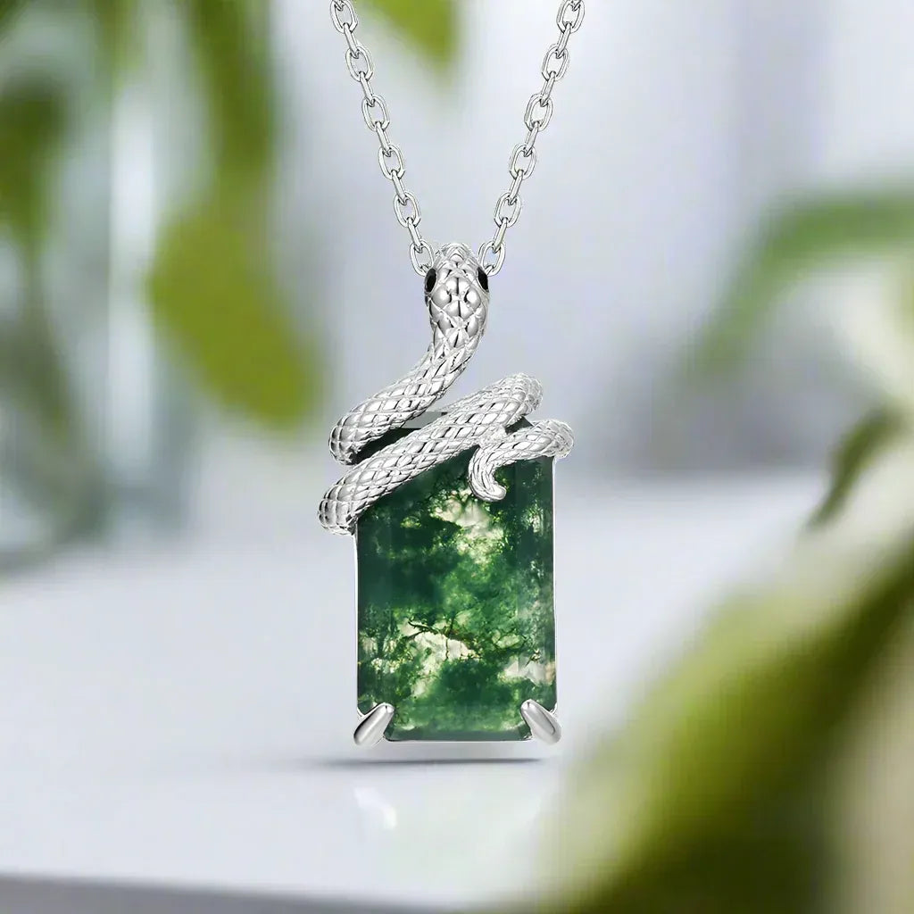 Kite Cut Amethyst Mystical Serpent Carved Nature Inspired Necklace - Cloak