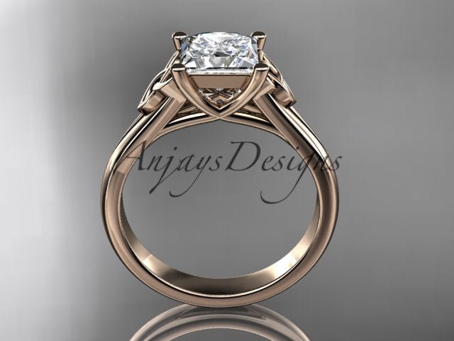 Princess Cut Lab Grown Diamond Ring 14K White Gold Engagement Ring Irish Celtic Engagement Ring IGI Certified