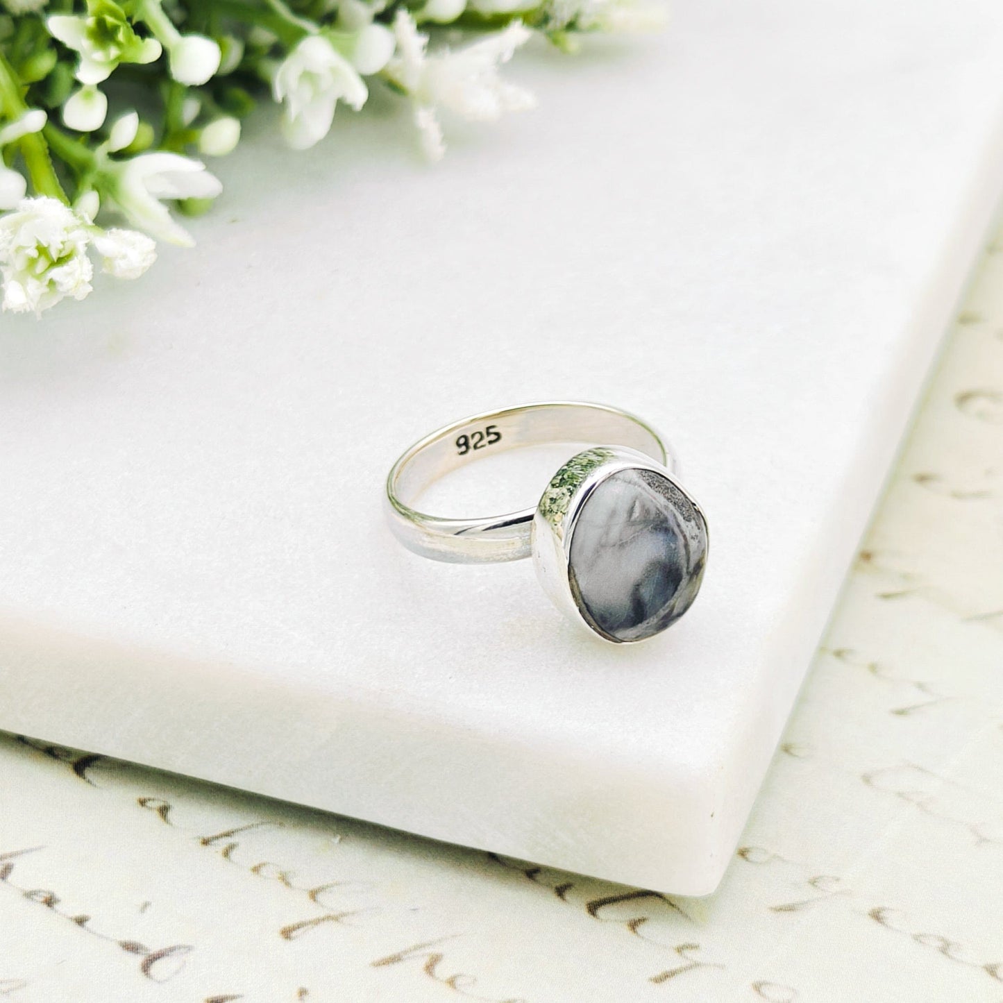 Isle of Skye Marble Adjustable Ring | Sterling Silver Scottish Heritage Jewellery