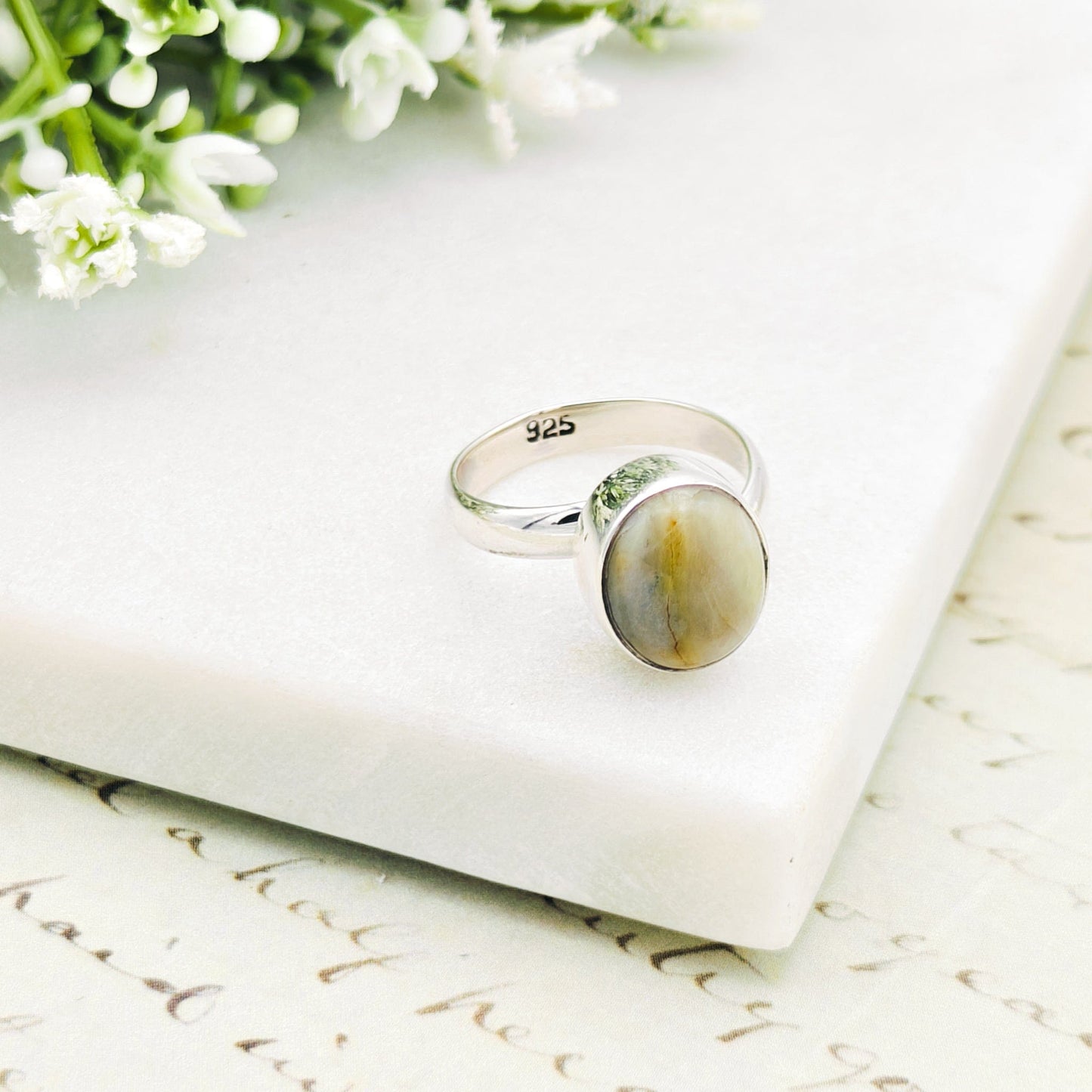 Isle of Skye Marble Adjustable Ring | Sterling Silver Scottish Heritage Jewellery