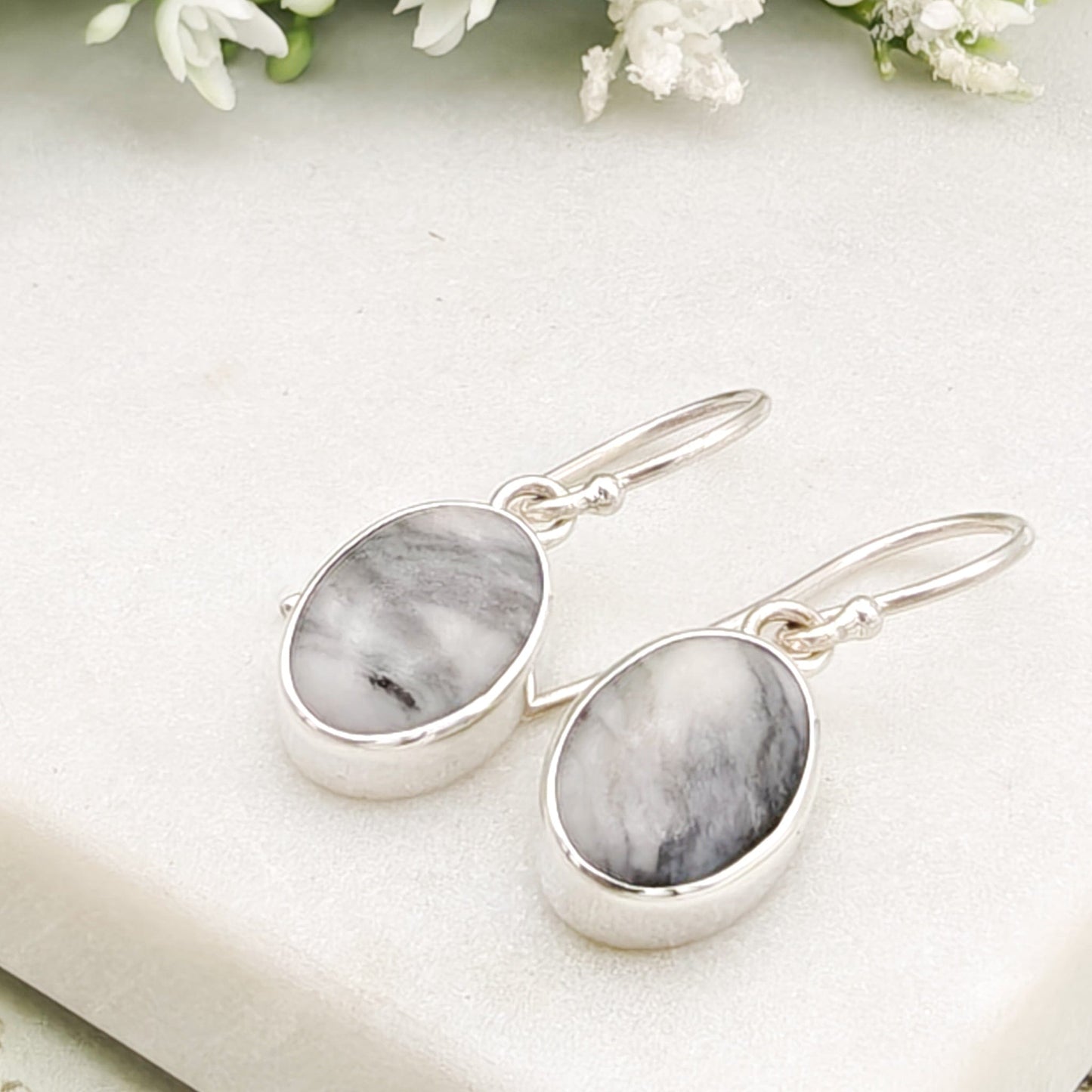Isle of Skye Marble Earrings | Sterling Silver Drop Earrings | Scottish Gift