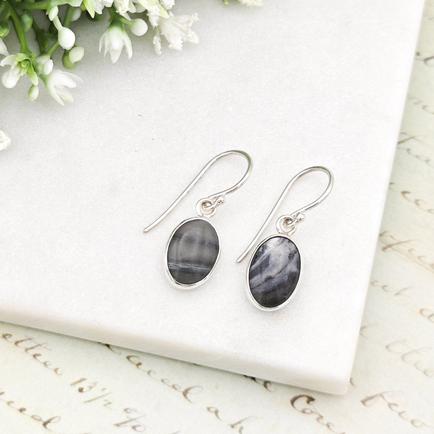 Isle of Skye Marble Earrings | Sterling Silver Drop Earrings | Scottish Gift