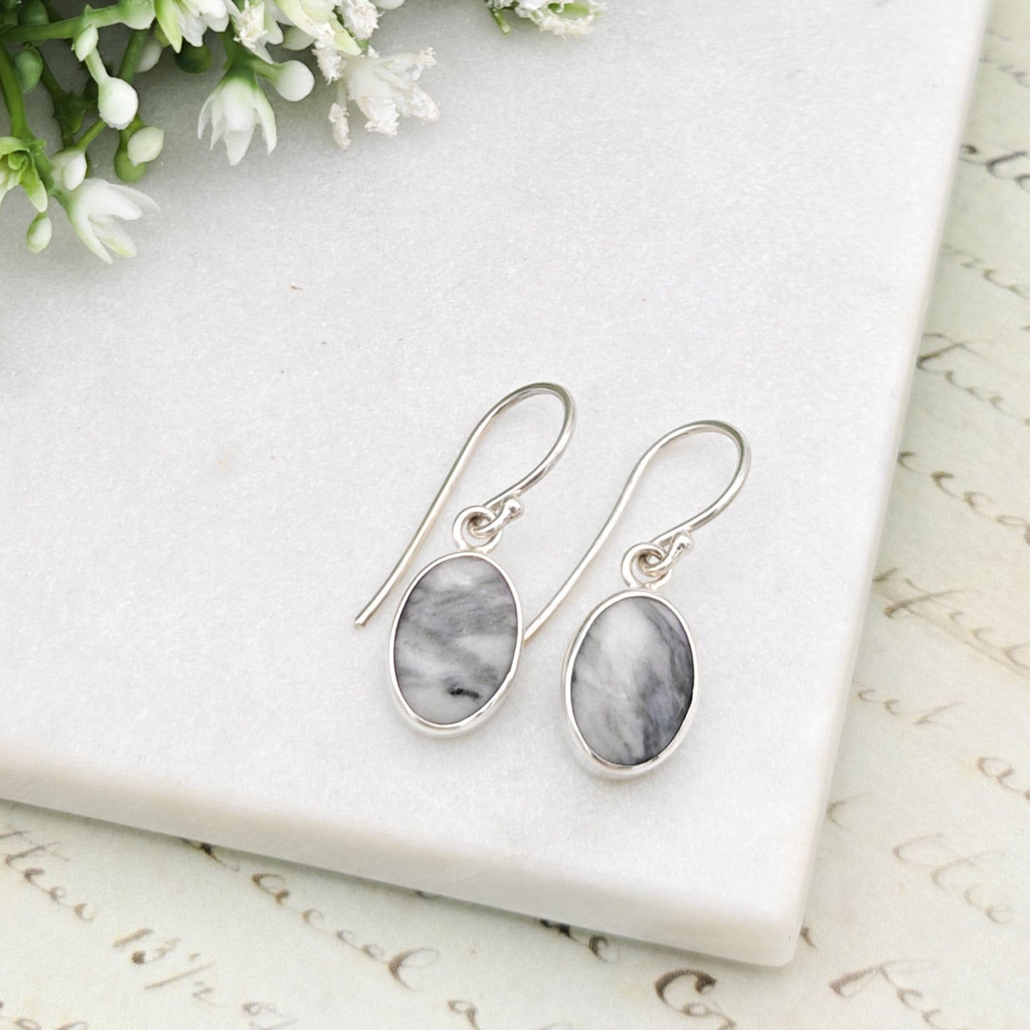 Isle of Skye Marble Earrings | Sterling Silver Drop Earrings | Scottish Gift