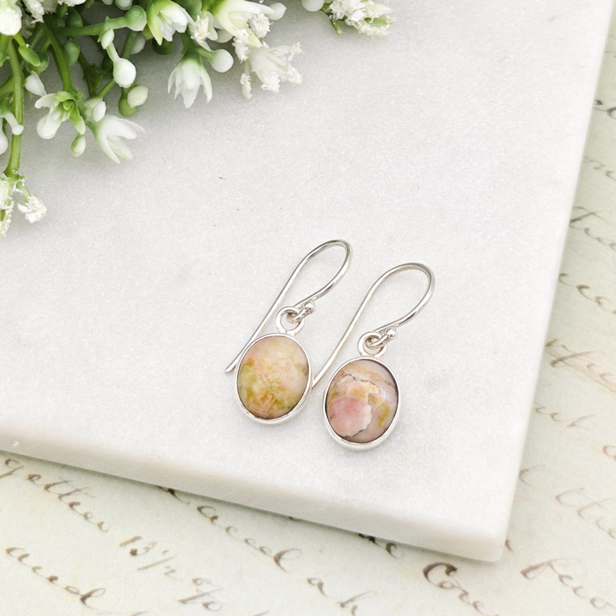 Isle of Skye Marble Earrings | Sterling Silver Drop Earrings | Scottish Gift