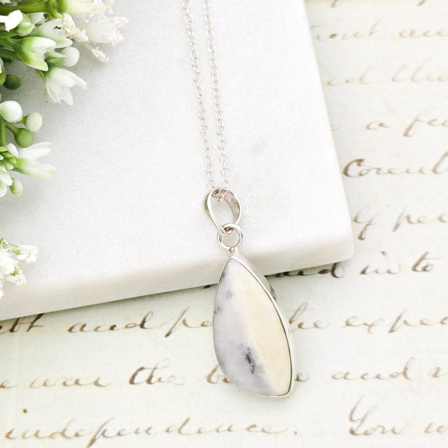 Isle of Skye Marble Pendant in Sterling Silver | Scottish Gift | 25mm Abstract | Sterling Silver