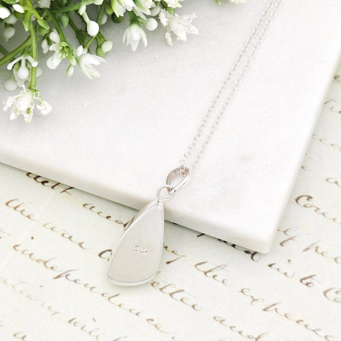 Isle of Skye Marble Pendant in Sterling Silver | Scottish Gift | 25mm Abstract | Sterling Silver