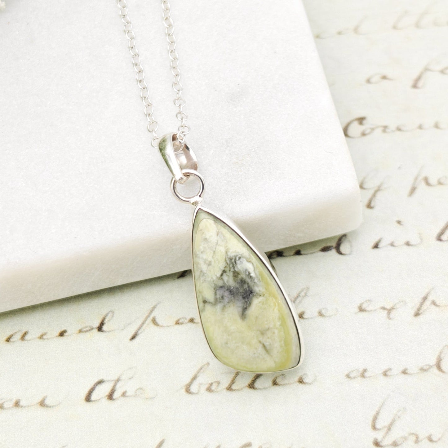 Isle of Skye Marble Pendant in Sterling Silver | Scottish Gift | 25mm Abstract | Sterling Silver