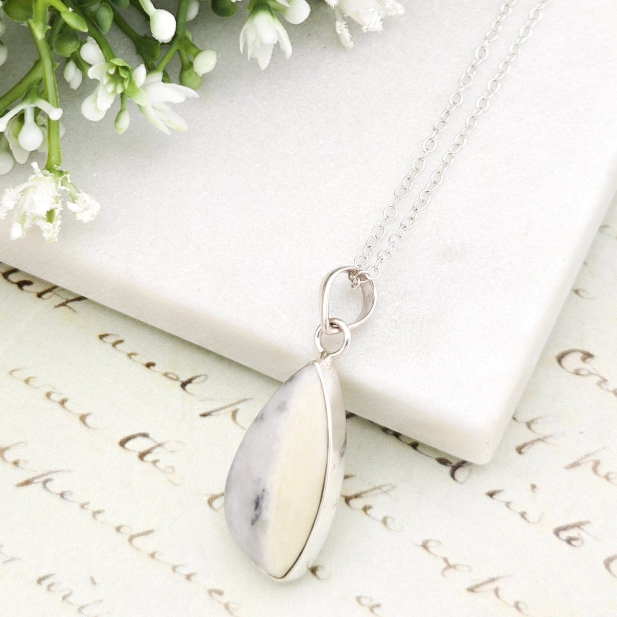 Isle of Skye Marble Pendant in Sterling Silver | Scottish Gift | 25mm Abstract | Sterling Silver