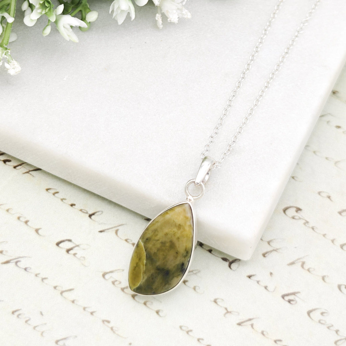Isle of Skye Marble Pendant in Sterling Silver | Scottish Gift | 25mm Abstract | Sterling Silver