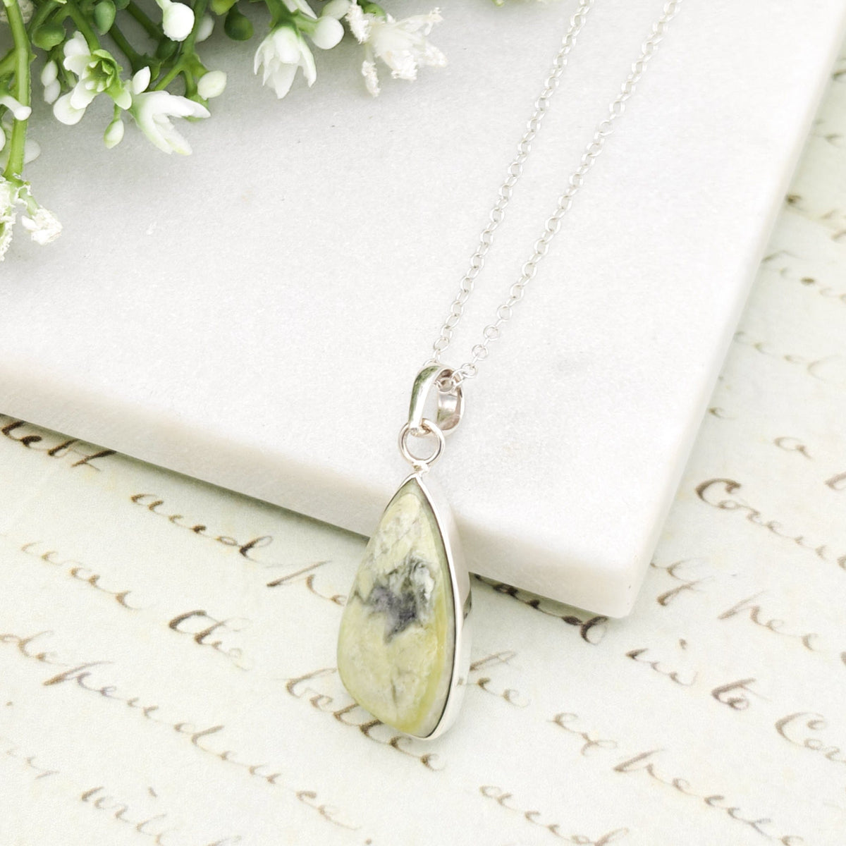 Isle of Skye Marble Pendant in Sterling Silver | Scottish Gift | 25mm Abstract | Sterling Silver