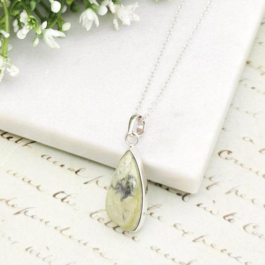 Isle of Skye Marble Pendant in Sterling Silver | Scottish Gift | 25mm Abstract | Sterling Silver