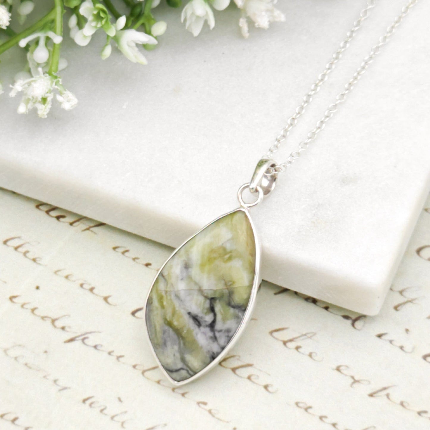 Isle of Skye Marble Pendant | Scotland Gift | 40mm Abstract | Sterling Silver