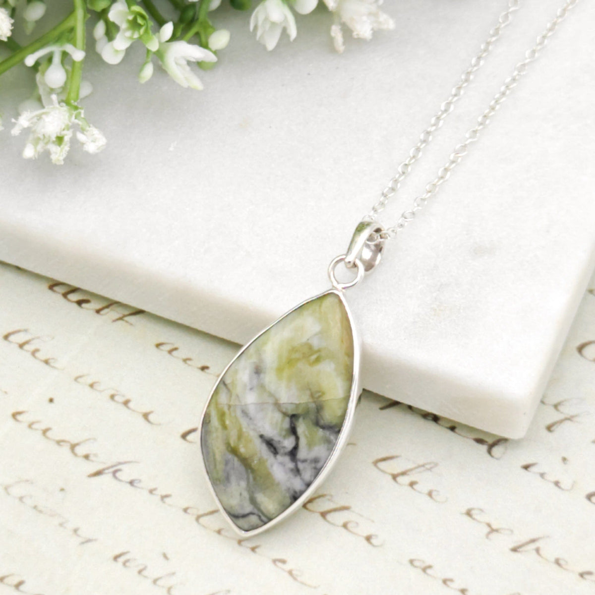 Isle of Skye Marble Pendant | Scotland Gift | 40mm Abstract | Sterling Silver