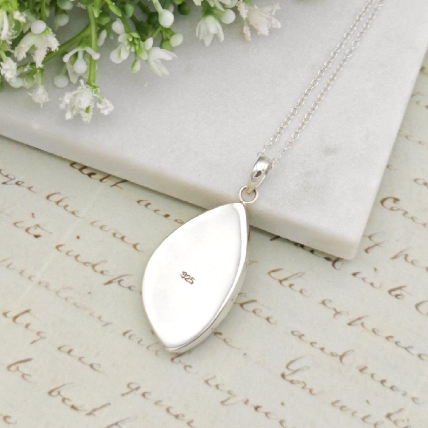 Isle of Skye Marble Pendant | Scotland Gift | 40mm Abstract | Sterling Silver