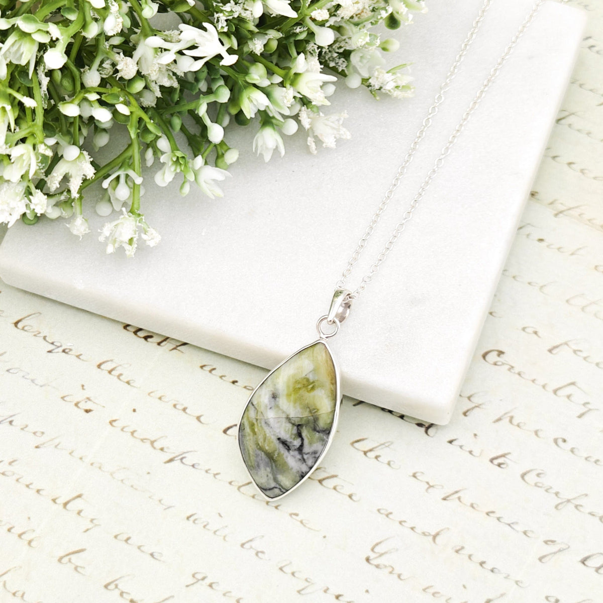 Isle of Skye Marble Pendant | Scotland Gift | 40mm Abstract | Sterling Silver