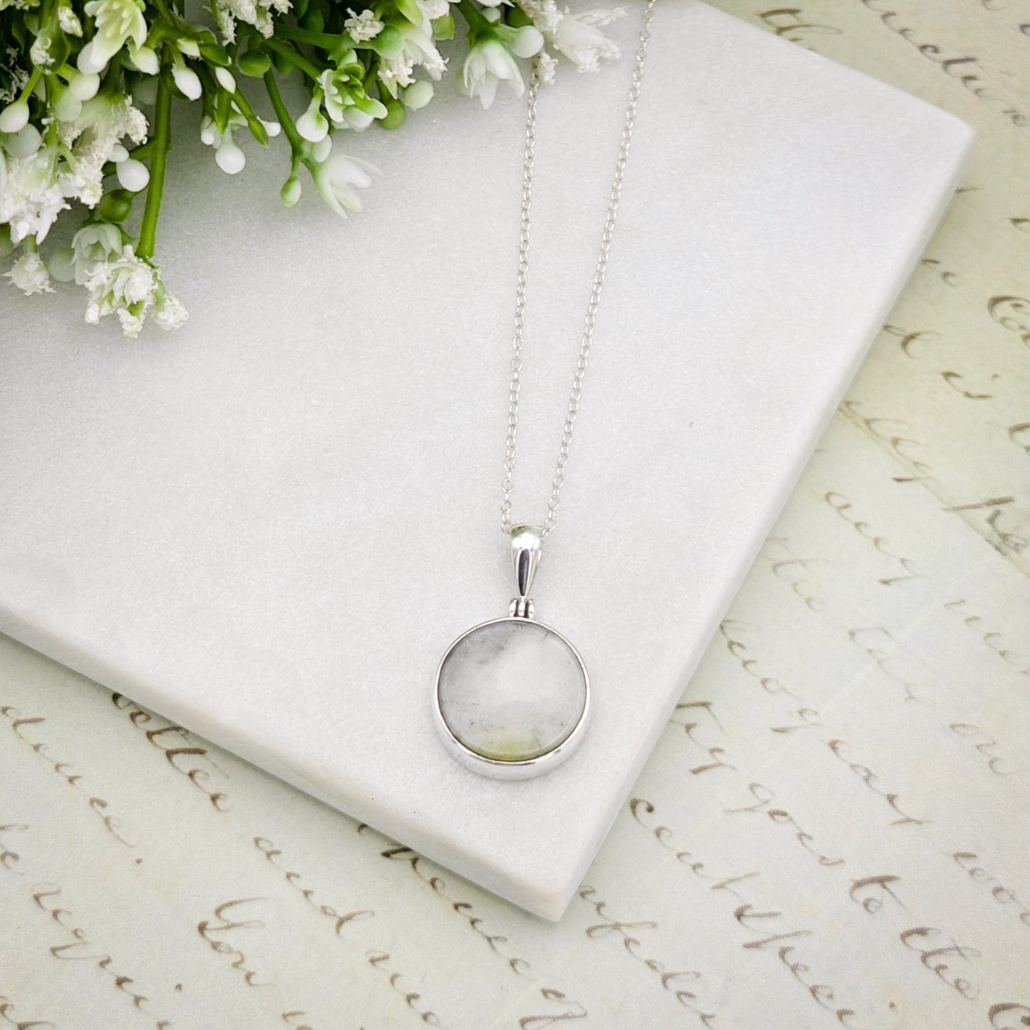 Isle of Skye Marble Pendant | Scottish Gift | 15mm Circular Stone | Sterling Silver