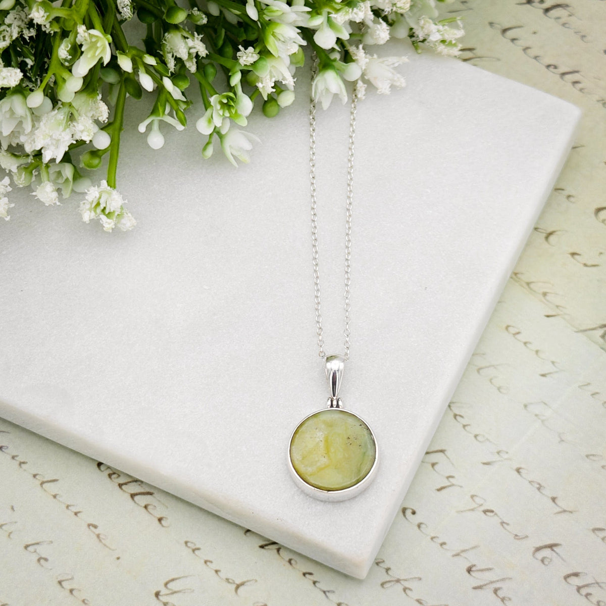 Isle of Skye Marble Pendant | Scottish Gift | 15mm Circular Stone | Sterling Silver