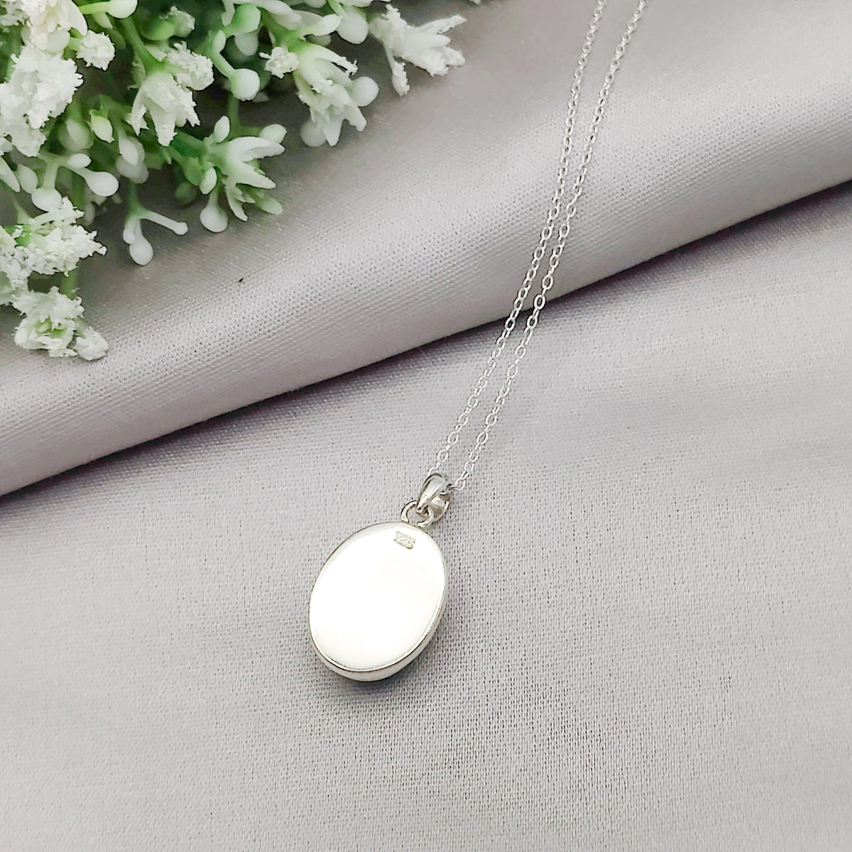 Isle of Skye Marble Pendant | Scottish Gift | 18mm Oval Stones | Sterling Silver