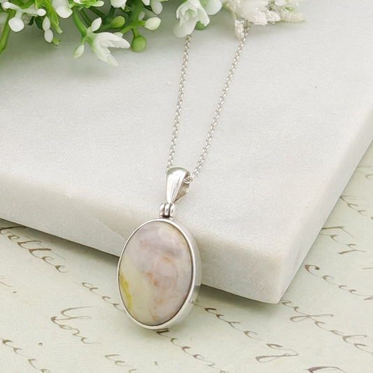 Isle of Skye Marble Pendant | Scottish Gift | 18mm Oval Stones | Sterling Silver