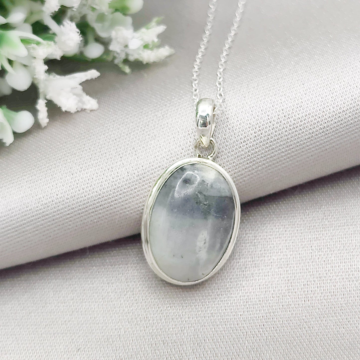 Isle of Skye Marble Pendant | Scottish Gift | 18mm Oval Stones | Sterling Silver