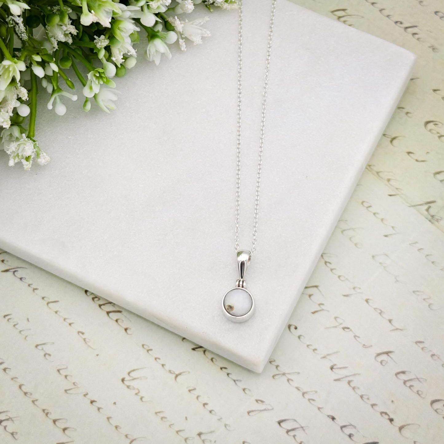 Isle of Skye Marble Pendant | Scottish Gift | 8mm Round Stones | Sterling Silver
