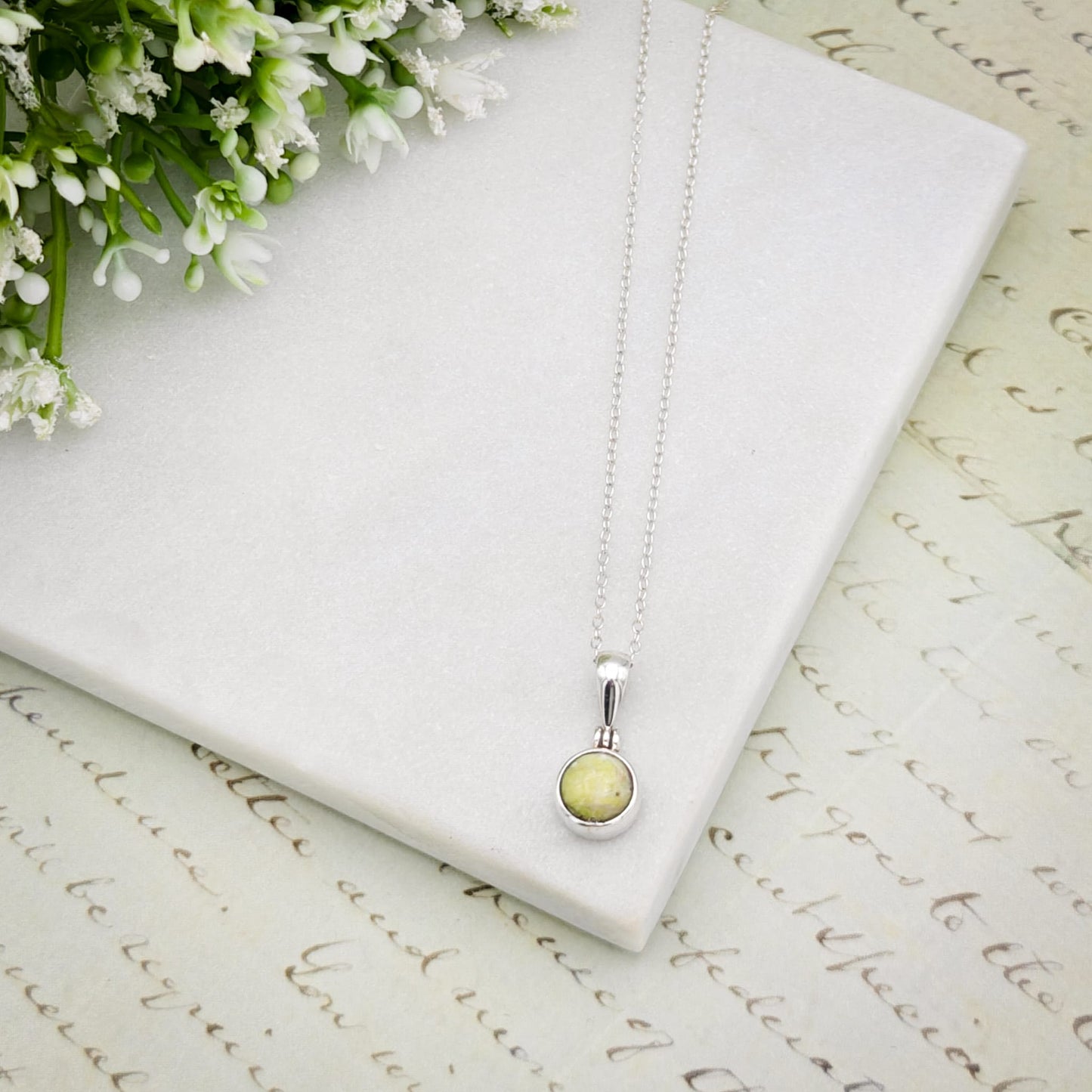 Isle of Skye Marble Pendant | Scottish Gift | 8mm Round Stones | Sterling Silver