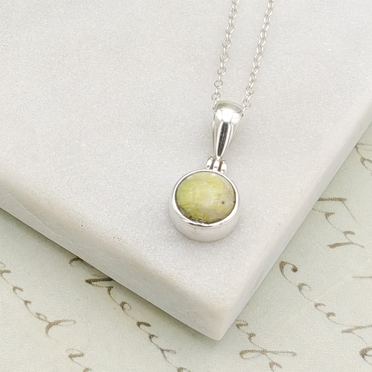 Isle of Skye Marble Pendant | Scottish Gift | 8mm Round Stones | Sterling Silver