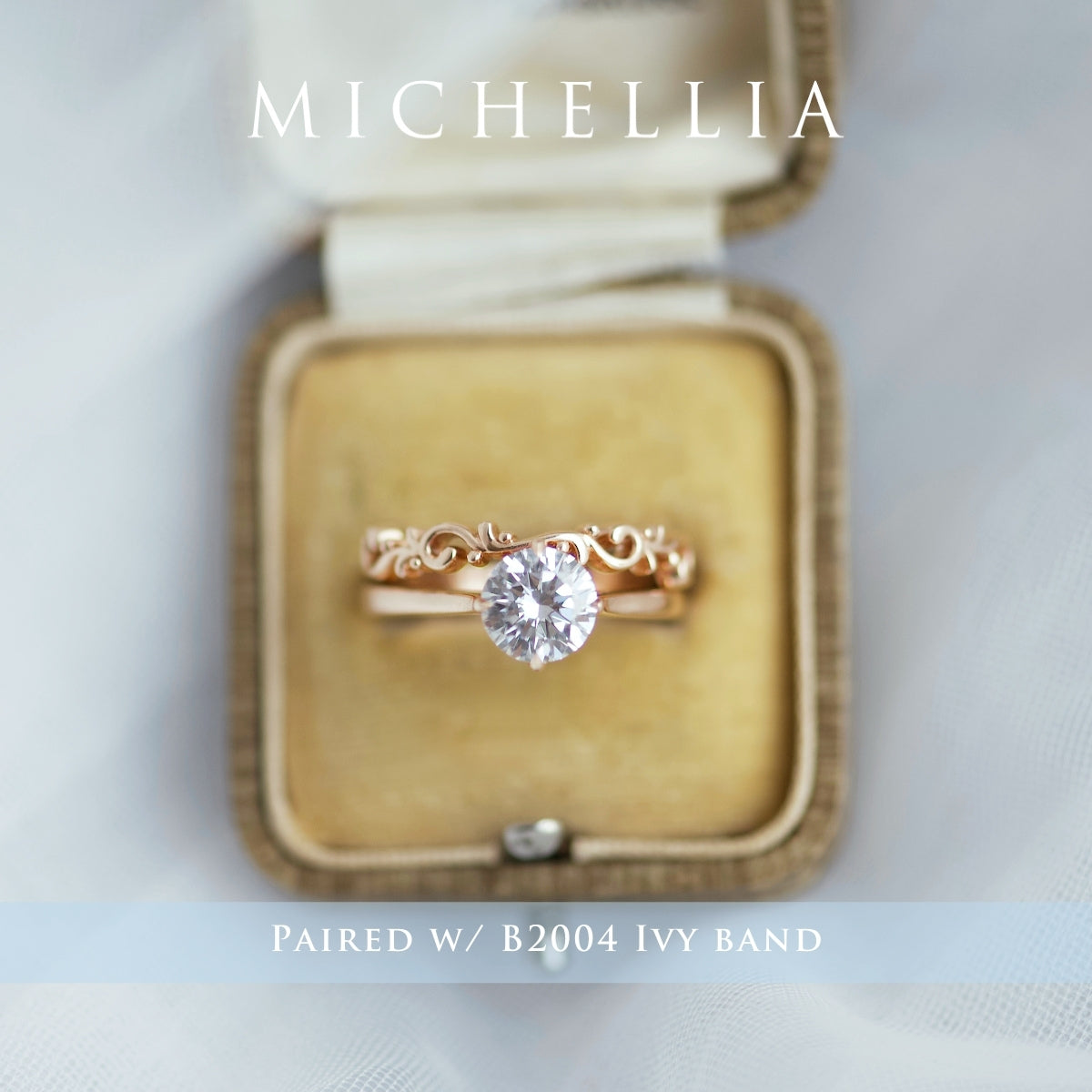[Marguerite] Victorian Lace Solitaire Engagement Ring in Diamond / Moissanite