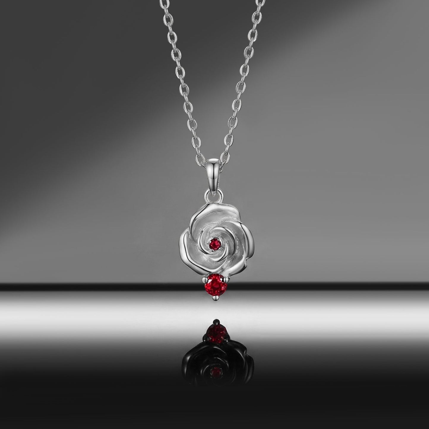 Nature Inspired Garden of Eden Dark Crimson Rose Lab Ruby Necklace - 'Thorns & Roses'
