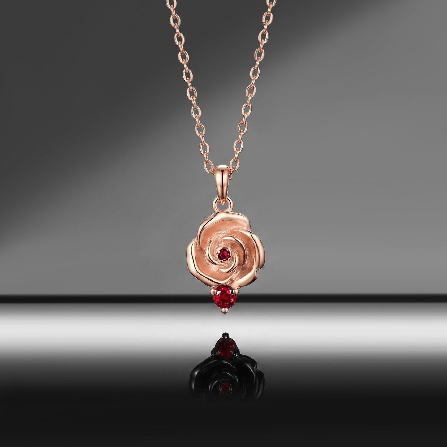Nature Inspired Garden of Eden Dark Crimson Rose Lab Ruby Necklace - 'Thorns & Roses'