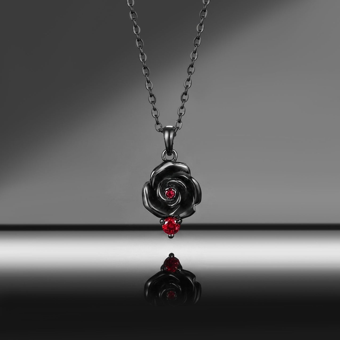 Nature Inspired Garden of Eden Dark Crimson Rose Lab Ruby Necklace - 'Thorns & Roses'